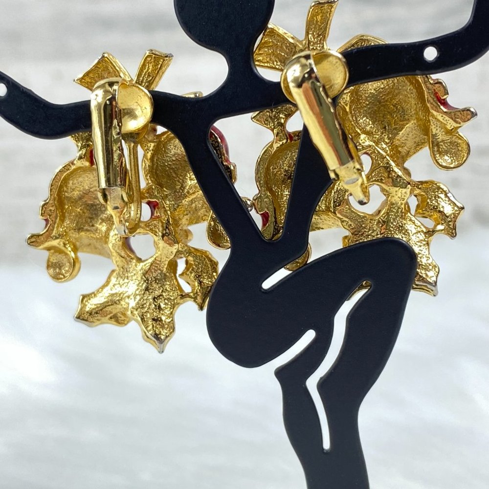Vintage Christmas Jingle Bell Clip-on Earrings - Picture 9 of 9
